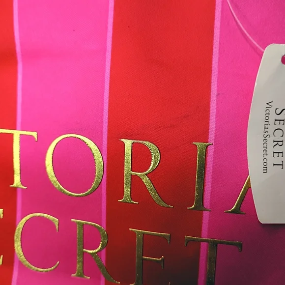 Victoria's Secret Vibrant Pink and Gold Striped Tote - Picture 3 of 7